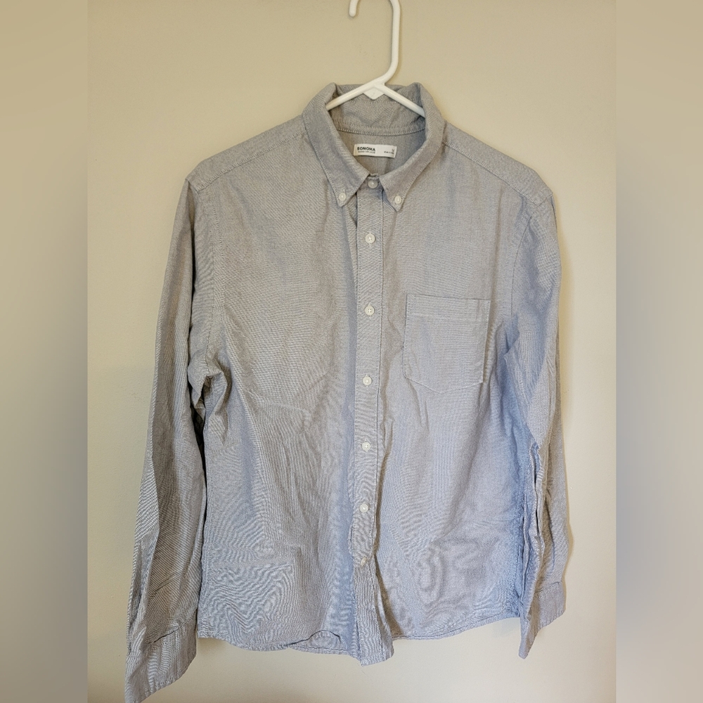 Men's Sonoma Goods for Life Button Down Gray Size Medium Long Sleeve Shirt